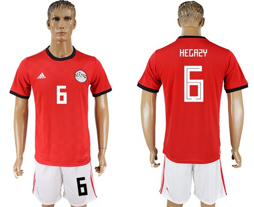 Egypt #6 Hegazy Red Home Soccer Country Jersey
